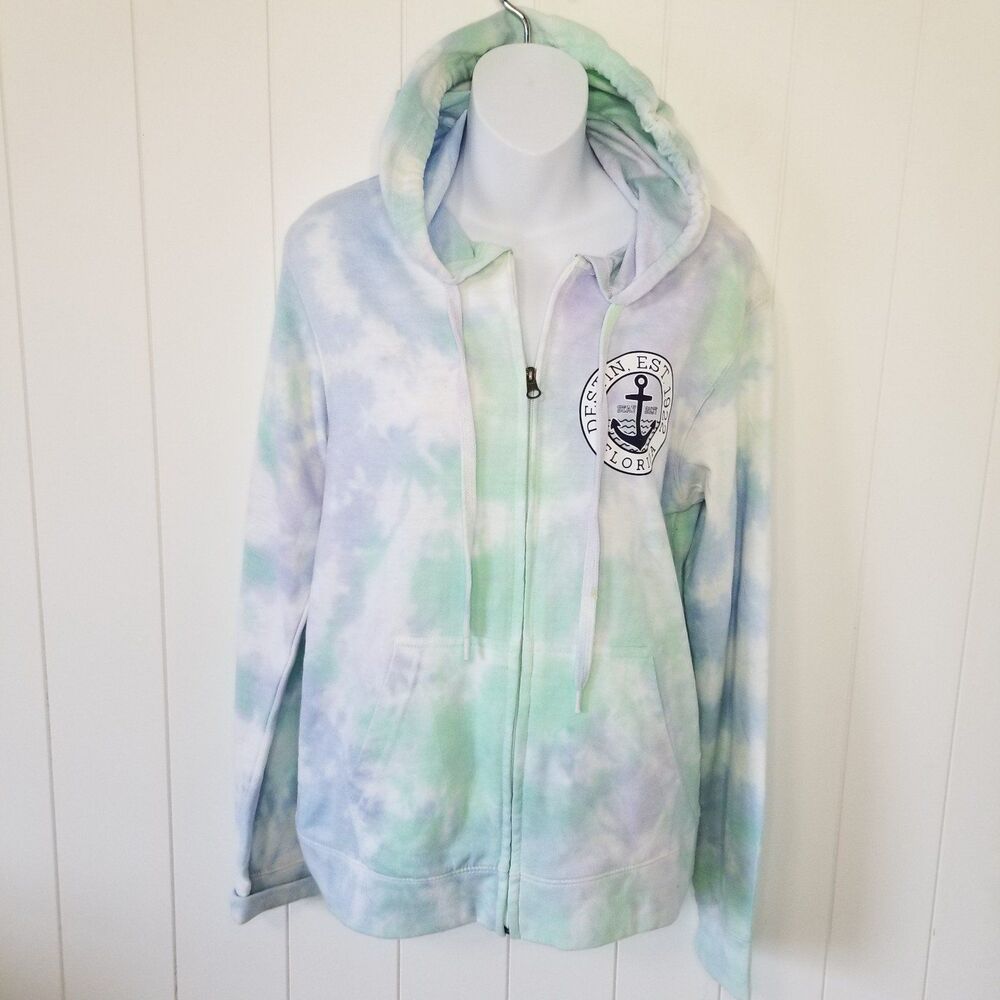 Destin Florida Hoodie Jacket Size Large Spell Out Zipper